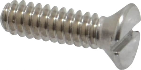 Value Collection - #6-32 UNC, 1/2" OAL Slotted Drive Machine Screw - Flat Head, Grade 18-8 Stainless Steel, Uncoated, Without Washer - Benchmark Tooling