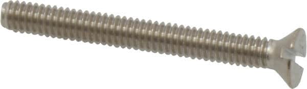 Value Collection - #8-32 UNC, 1-1/2" OAL Slotted Drive Machine Screw - Flat Head, Grade 18-8 Stainless Steel, Uncoated, Without Washer - Benchmark Tooling