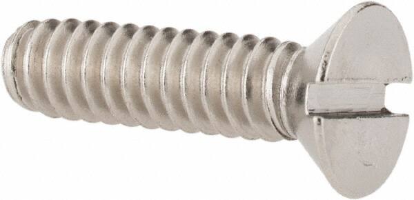 Value Collection - #10-24 UNC, 3/4" OAL Slotted Drive Machine Screw - Flat Head, Grade 18-8 Stainless Steel, Uncoated, Without Washer - Benchmark Tooling