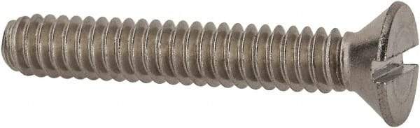 Value Collection - #10-24 UNC, 1-1/4" OAL Slotted Drive Machine Screw - Flat Head, Grade 18-8 Stainless Steel, Uncoated, Without Washer - Benchmark Tooling