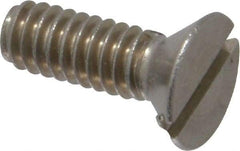 Value Collection - 1/4-20 UNC, 3/4" OAL Slotted Drive Machine Screw - Flat Head, Grade 18-8 Stainless Steel, Uncoated, Without Washer - Benchmark Tooling