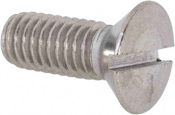 Value Collection - 3/8-16 UNC, 1" OAL Slotted Drive Machine Screw - Flat Head, Grade 18-8 Stainless Steel, Uncoated, Without Washer - Benchmark Tooling