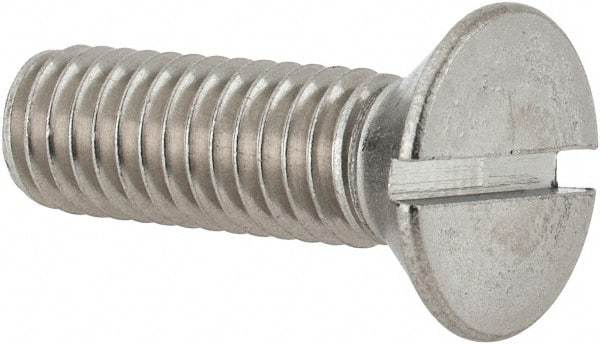 Value Collection - 3/8-16 UNC, 1-1/4" OAL Slotted Drive Machine Screw - Flat Head, Grade 18-8 Stainless Steel, Uncoated, Without Washer - Benchmark Tooling