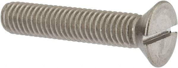 Value Collection - 3/8-16 UNC, 2" OAL Slotted Drive Machine Screw - Flat Head, Grade 18-8 Stainless Steel, Uncoated, Without Washer - Benchmark Tooling