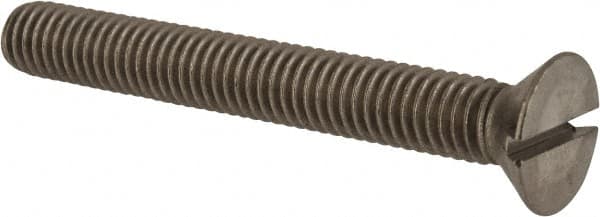 Value Collection - 3/8-16 UNC, 3" OAL Slotted Drive Machine Screw - Flat Head, Grade 18-8 Stainless Steel, Uncoated, Without Washer - Benchmark Tooling