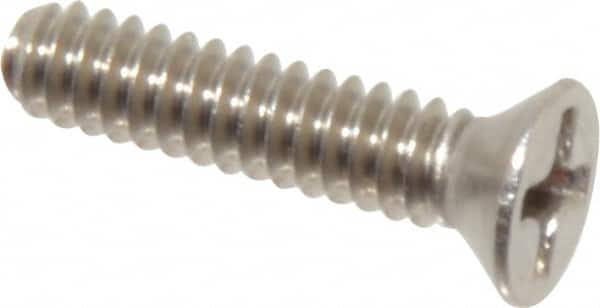 Value Collection - #6-32 UNC, 5/8" OAL Phillips Drive Machine Screw - Flat Head, Grade 18-8 Stainless Steel, Uncoated, Without Washer - Benchmark Tooling