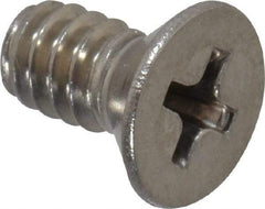 Value Collection - #10-24 UNC, 3/8" OAL Phillips Drive Machine Screw - Flat Head, Grade 18-8 Stainless Steel, Uncoated, Without Washer - Benchmark Tooling