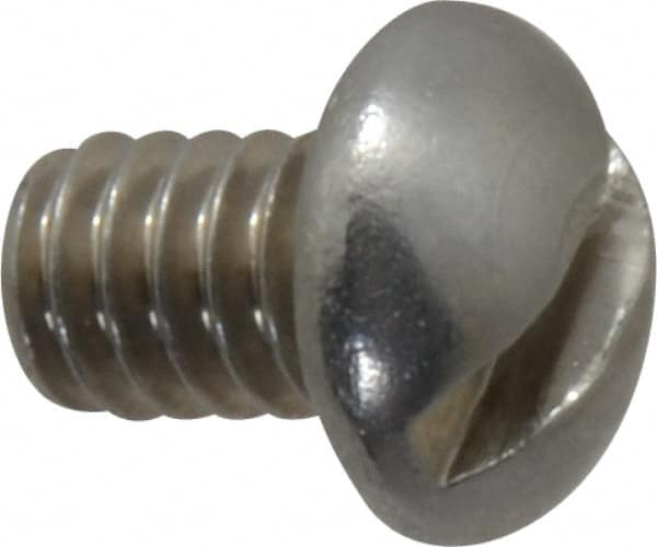 Value Collection - 1/4-20 UNC, 3/8" Length Under Head Slotted Drive Machine Screw - Round Head, Grade 18-8 Stainless Steel, Uncoated, Without Washer - Benchmark Tooling