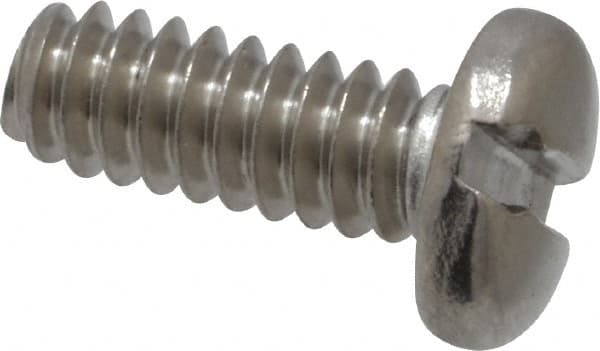 Value Collection - #6-32 UNC, 3/8" Length Under Head Slotted Drive Machine Screw - Pan Head, Grade 18-8 Stainless Steel, Uncoated, Without Washer - Benchmark Tooling