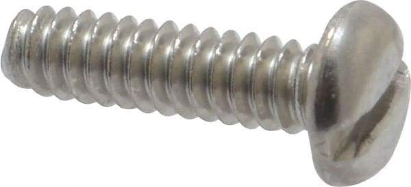 Value Collection - #6-32 UNC, 1/2" Length Under Head Slotted Drive Machine Screw - Pan Head, Grade 18-8 Stainless Steel, Uncoated, Without Washer - Benchmark Tooling