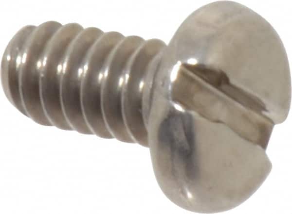 Value Collection - #10-24 UNC, 3/8" Length Under Head Slotted Drive Machine Screw - Pan Head, Grade 18-8 Stainless Steel, Uncoated, Without Washer - Benchmark Tooling