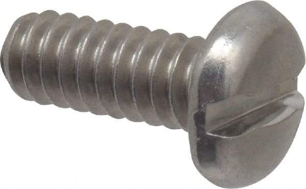 Value Collection - #10-24 UNC, 1/2" Length Under Head Slotted Drive Machine Screw - Pan Head, Grade 18-8 Stainless Steel, Uncoated, Without Washer - Benchmark Tooling