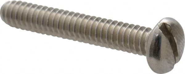 Value Collection - #10-24 UNC, 1-1/4" Length Under Head Slotted Drive Machine Screw - Pan Head, Grade 18-8 Stainless Steel, Uncoated, Without Washer - Benchmark Tooling