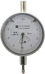 TESA Brown & Sharpe - 0.2" Range, 0-5-0 Dial Reading, 0.0001" Graduation Dial Drop Indicator - 2-1/4" Dial, 0.01" Range per Revolution, Revolution Counter - Benchmark Tooling