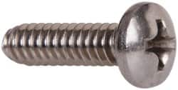 Value Collection - #6-32 UNC, 1/2" Length Under Head Phillips Drive Machine Screw - Pan Head, Grade 18-8 Stainless Steel, Uncoated, Without Washer - Benchmark Tooling