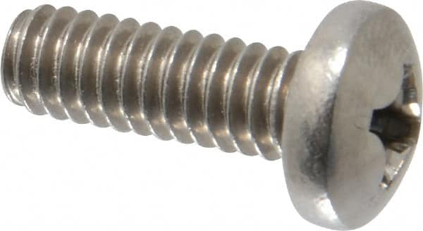 Value Collection - 1/4-20 UNC, 3/4" Length Under Head Phillips Drive Machine Screw - Pan Head, Grade 18-8 Stainless Steel, Uncoated, Without Washer - Benchmark Tooling