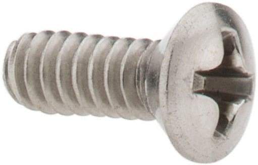Value Collection - #6-32 UNC, 3/8" OAL Phillips Drive Machine Screw - Oval Head, Grade 18-8 Stainless Steel, Uncoated, Without Washer - Benchmark Tooling