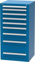 Vidmar - 9 Drawer, Modular Storage Cabinet - Steel, 30" Wide x 27-3/4" Deep x 59" High, Blue - Benchmark Tooling
