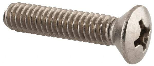 Value Collection - 1/4-20 UNC, 1-1/4" OAL Phillips Drive Machine Screw - Oval Head, Grade 18-8 Stainless Steel, Uncoated, Without Washer - Benchmark Tooling