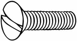 Value Collection - #10-24 UNC, 3/8" OAL Slotted Drive Machine Screw - Oval Head, Grade 18-8 Stainless Steel, Uncoated, Without Washer - Benchmark Tooling