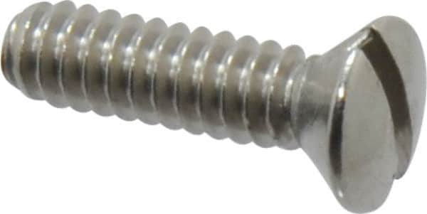 Value Collection - #6-32 UNC, 1/2" OAL Slotted Drive Machine Screw - Oval Head, Grade 18-8 Stainless Steel, Uncoated, Without Washer - Benchmark Tooling