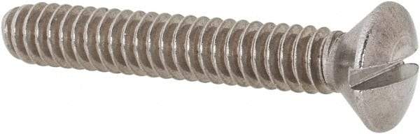 Value Collection - #10-24 UNC, 1-1/4" OAL Slotted Drive Machine Screw - Oval Head, Grade 18-8 Stainless Steel, Uncoated, Without Washer - Benchmark Tooling