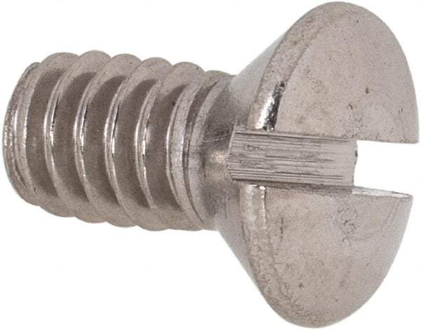 Value Collection - 1/4-20 UNC, 1/2" OAL Slotted Drive Machine Screw - Oval Head, Grade 18-8 Stainless Steel, Uncoated, Without Washer - Benchmark Tooling