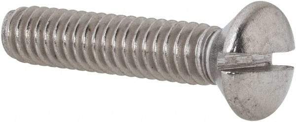 Value Collection - 1/4-20 UNC, 1-1/4" OAL Slotted Drive Machine Screw - Oval Head, Grade 18-8 Stainless Steel, Uncoated, Without Washer - Benchmark Tooling