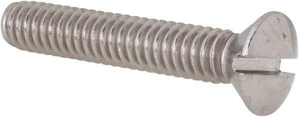 Value Collection - 1/4-20 UNC, 1-1/2" OAL Slotted Drive Machine Screw - Oval Head, Grade 18-8 Stainless Steel, Uncoated, Without Washer - Benchmark Tooling