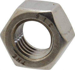 Value Collection - 3/8-16 UNC Stainless Steel Right Hand Hex Nut - 9/16" Across Flats, 21/64" High, Uncoated - Benchmark Tooling