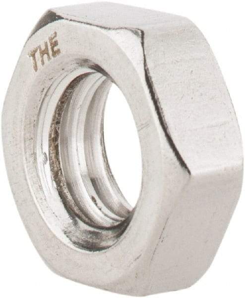 Value Collection - 5/16-18 UNC Stainless Steel Right Hand Hex Jam Nut - 1/2" Across Flats, 3/16" High, Uncoated - Benchmark Tooling