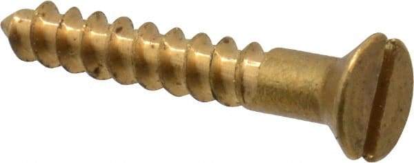 Value Collection - #4, 3/4" OAL, Slotted Drive, Flat Head Wood Screw - ASME B18.6.1, Brass - Benchmark Tooling