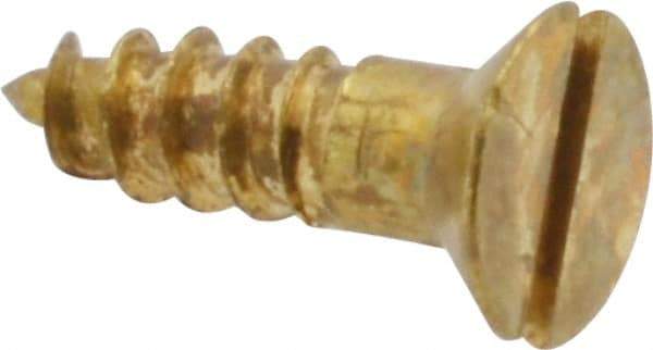 Value Collection - #6, 1/2" OAL, Slotted Drive, Flat Head Wood Screw - ASME B18.6.1, Brass - Benchmark Tooling