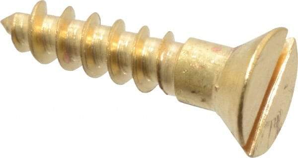 Value Collection - #6, 5/8" OAL, Slotted Drive, Flat Head Wood Screw - ASME B18.6.1, Brass - Benchmark Tooling