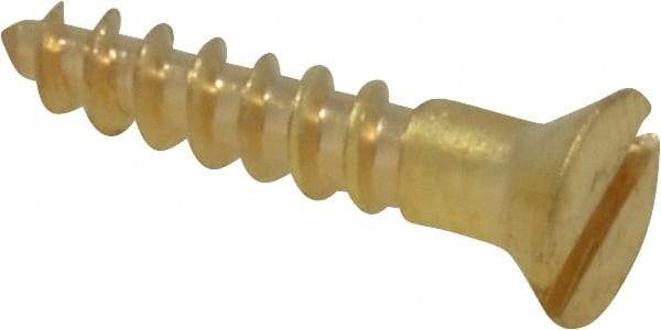 Value Collection - #6, 3/4" OAL, Slotted Drive, Flat Head Wood Screw - ASME B18.6.1, Brass - Benchmark Tooling