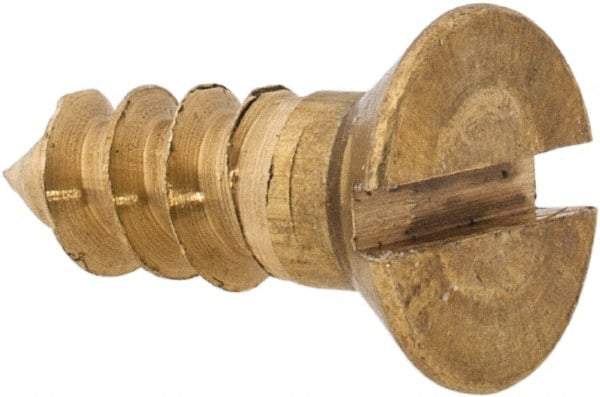 Value Collection - #8, 1/2" OAL, Slotted Drive, Flat Head Wood Screw - ASME B18.6.1, Brass - Benchmark Tooling