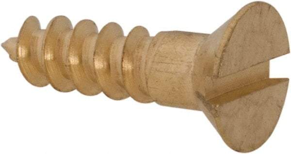Value Collection - #8, 5/8" OAL, Slotted Drive, Flat Head Wood Screw - ASME B18.6.1, Brass - Benchmark Tooling