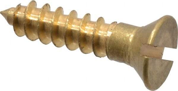 Value Collection - #8, 3/4" OAL, Slotted Drive, Flat Head Wood Screw - ASME B18.6.1, Brass - Benchmark Tooling