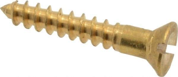 Value Collection - #8, 1" OAL, Slotted Drive, Flat Head Wood Screw - ASME B18.6.1, Brass - Benchmark Tooling