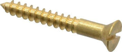 Value Collection - #8, 1-1/4" OAL, Slotted Drive, Flat Head Wood Screw - ASME B18.6.1, Brass - Benchmark Tooling