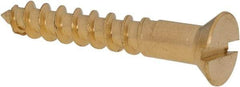 Value Collection - #10, 1-1/4" OAL, Slotted Drive, Flat Head Wood Screw - ASME B18.6.1, Brass - Benchmark Tooling