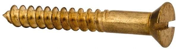 Value Collection - #10, 1-1/2" OAL, Slotted Drive, Flat Head Wood Screw - ASME B18.6.1, Brass - Benchmark Tooling