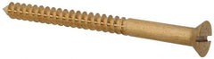 Value Collection - #10, 2-1/2" OAL, Slotted Drive, Flat Head Wood Screw - ASME B18.6.1, Brass - Benchmark Tooling