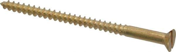 Value Collection - #10, 3" OAL, Slotted Drive, Flat Head Wood Screw - ASME B18.6.1, Brass - Benchmark Tooling
