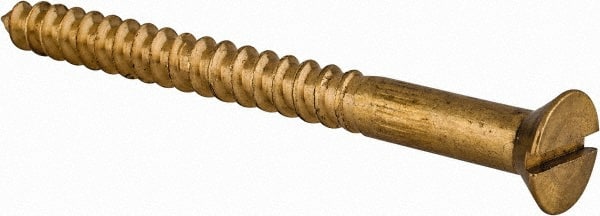 Value Collection - #12, 2-1/2" OAL, Slotted Drive, Flat Head Wood Screw - Benchmark Tooling