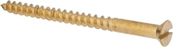 Value Collection - #12, 3" OAL, Slotted Drive, Flat Head Wood Screw - ASME B18.6.1, Brass - Benchmark Tooling