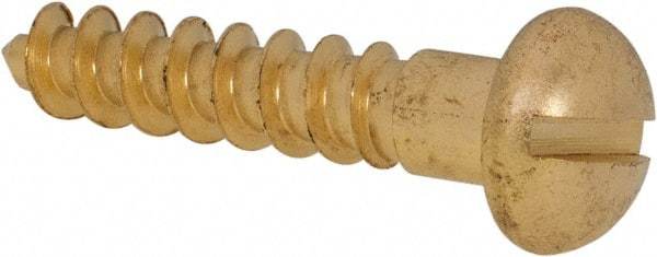 Value Collection - #14, 1-1/4" OAL, Slotted Drive, Flat Head Wood Screw - ASME B18.6.1, Brass - Benchmark Tooling