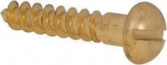 Value Collection - #14, 1-1/4" OAL, Slotted Drive, Flat Head Wood Screw - ASME B18.6.1, Brass - Benchmark Tooling