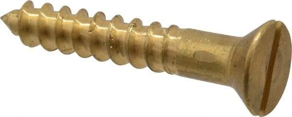 Value Collection - #14, 1-1/2" OAL, Slotted Drive, Flat Head Wood Screw - ASME B18.6.1, Brass - Benchmark Tooling