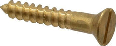 Value Collection - #14, 1-1/2" OAL, Slotted Drive, Flat Head Wood Screw - ASME B18.6.1, Brass - Benchmark Tooling